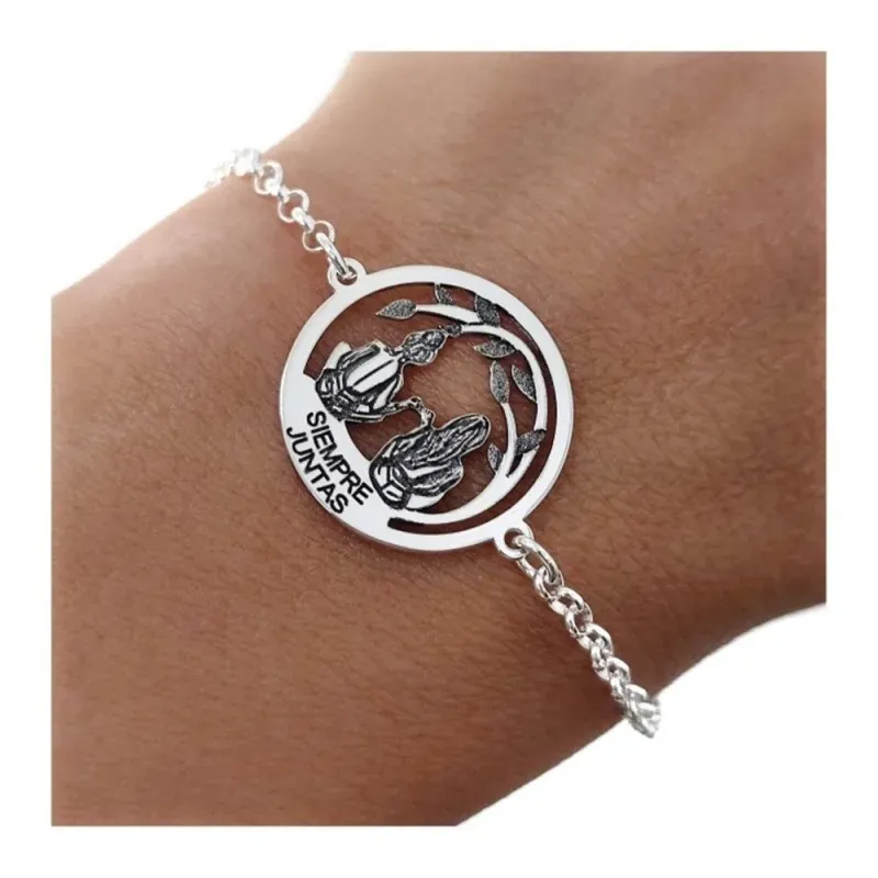 Pulsera Plata Ley 925m mujer 17.5 cm. cadena rolo detalle disco 20 mm
