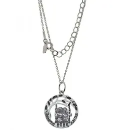 Collar Plata Ley 925m mujer 40 cm. colgante disco 20 mm. mensaje SIEM