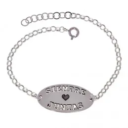Pulsera Plata Ley 925m mujer 16.5 cm. cadena rolo chapa ovalada mensa