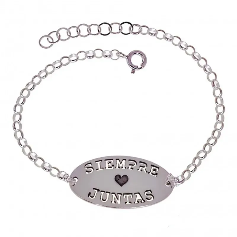 Pulsera Plata Ley 925m mujer 16.5 cm. cadena rolo chapa ovalada mensa