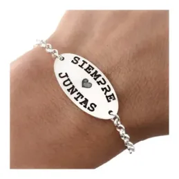 Pulsera Plata Ley 925m mujer 16.5 cm. cadena rolo chapa ovalada mensa