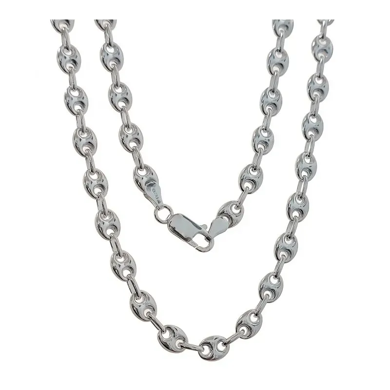 Cadena Plata Ley 925m maciza  unisex 50 cm. eslabón calabrote 8 x 6 m