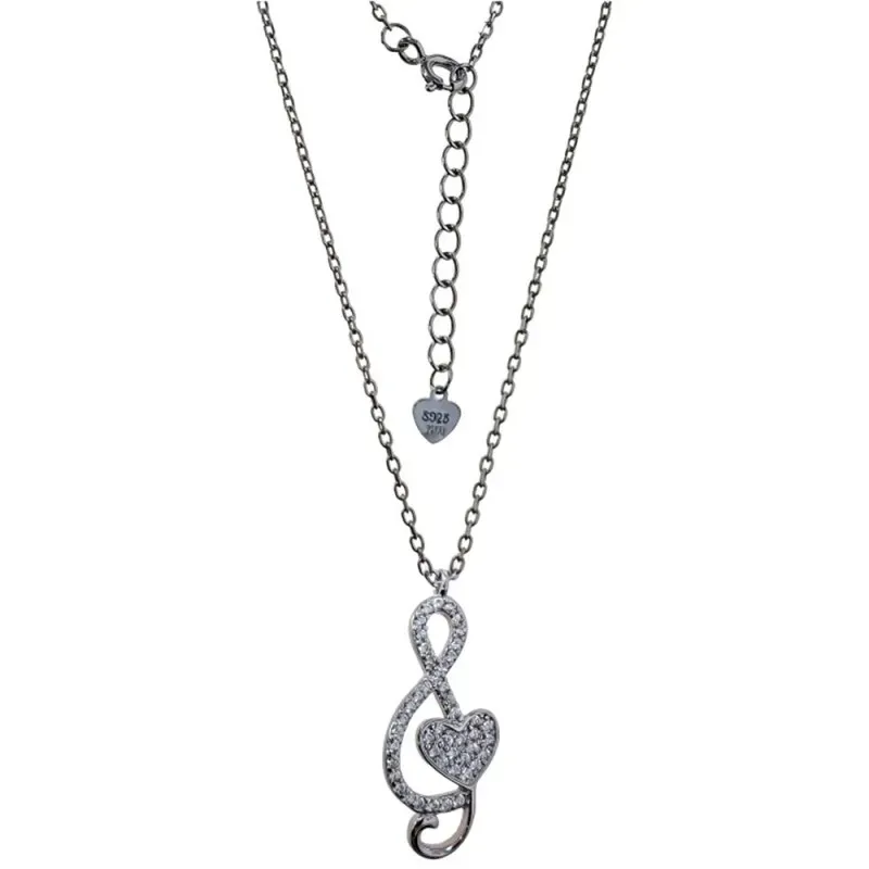 Gargantilla Plata Ley 925m mujer 42 cm. cadena forzada corazón clave