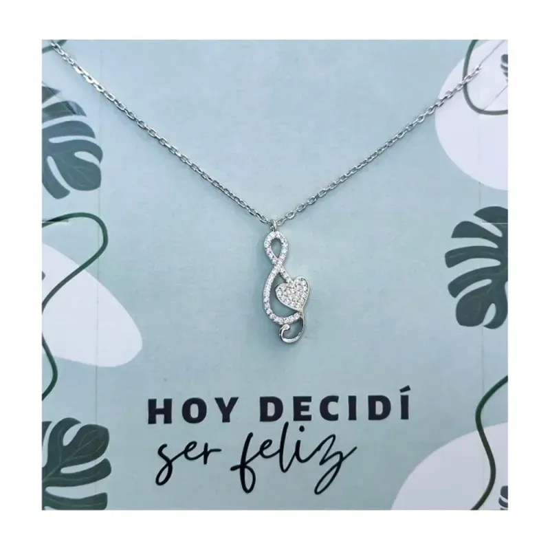 Gargantilla Plata Ley 925m mujer 42 cm. cadena forzada corazón clave