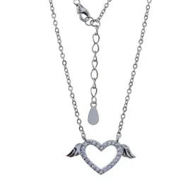 Gargantilla Plata Ley 925m mujer 42 cm. cadena forzada corazón calado