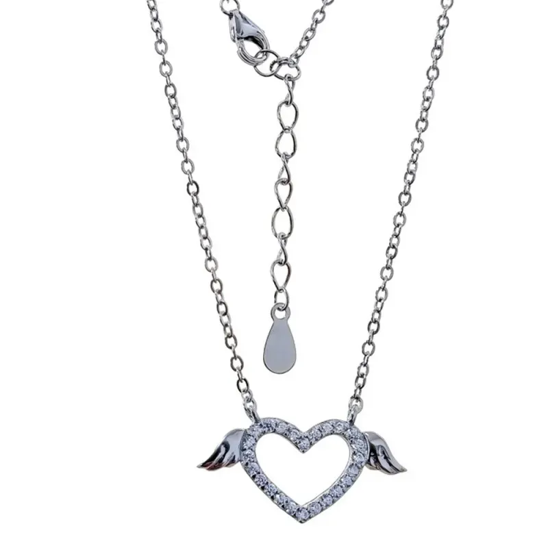 Gargantilla Plata Ley 925m mujer 42 cm. cadena forzada corazón calado
