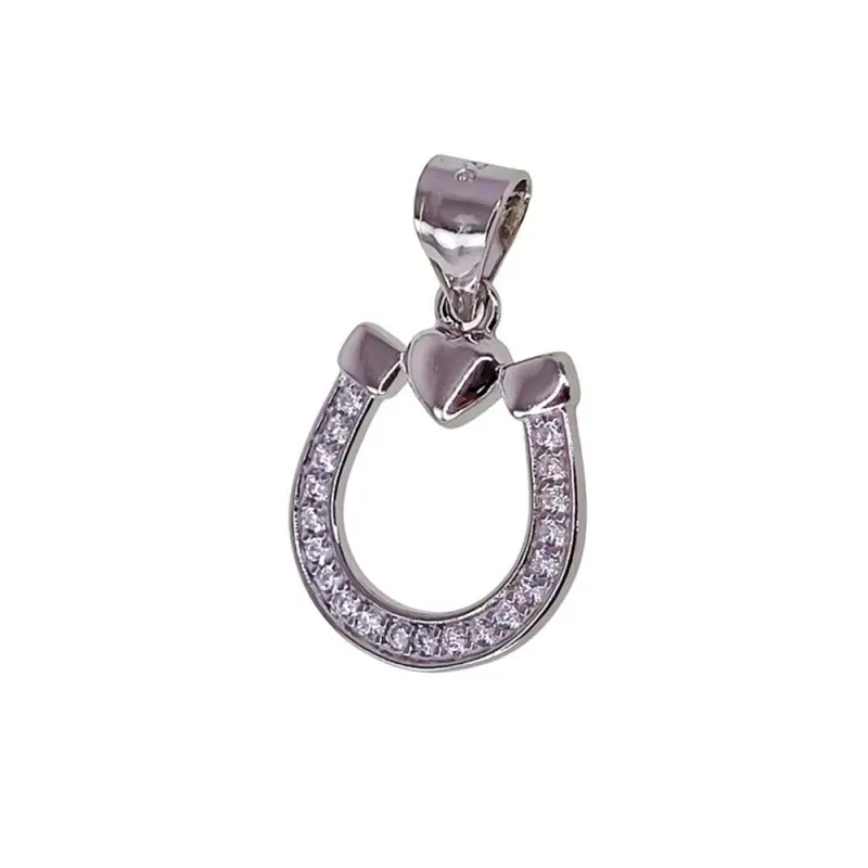 Colgante Plata Ley 925m mujer herradura 15 mm. circonitas combinada c