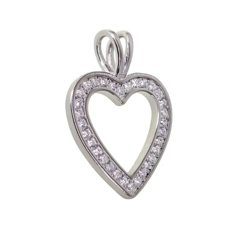 Colgante Plata Ley 925m mujer corazón 15 mm. circonitas calado