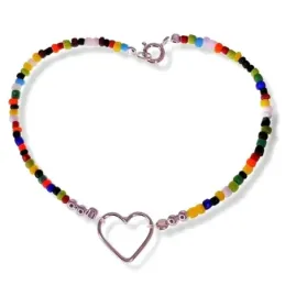 Pulsera Plata Ley 925m mujer 18 cm. piedras color combinadas bolas de