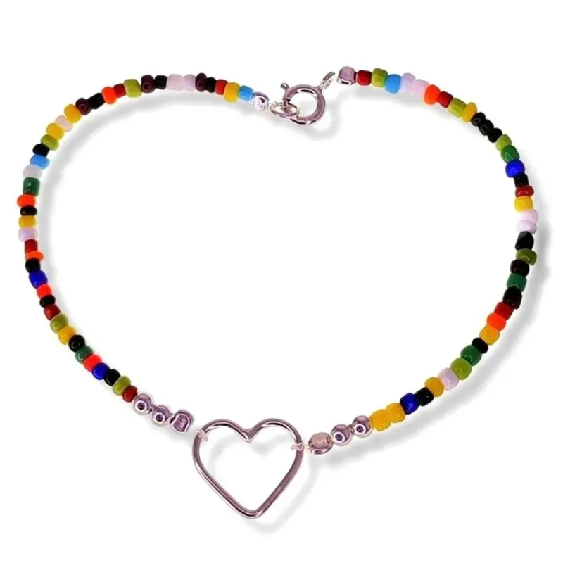 Pulsera Plata Ley 925m mujer 18 cm. piedras color combinadas bolas de