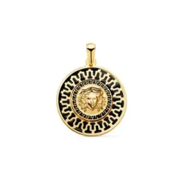 Colgante Oro 18k 20 mm. detalle medusa centro detalle borde esmaltado