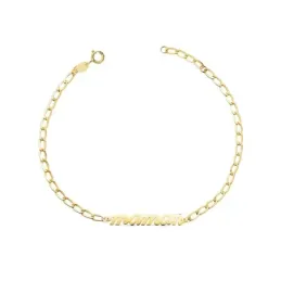 Pulsera Oro 18k mujer 20 cm. cadena bilbao 2.5 mm. mensaje MAMAN fran