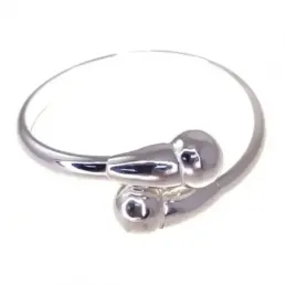 Pulsera Brazalete Plata Ley 925m mujer lisa detalle dos bolas 14 mm.