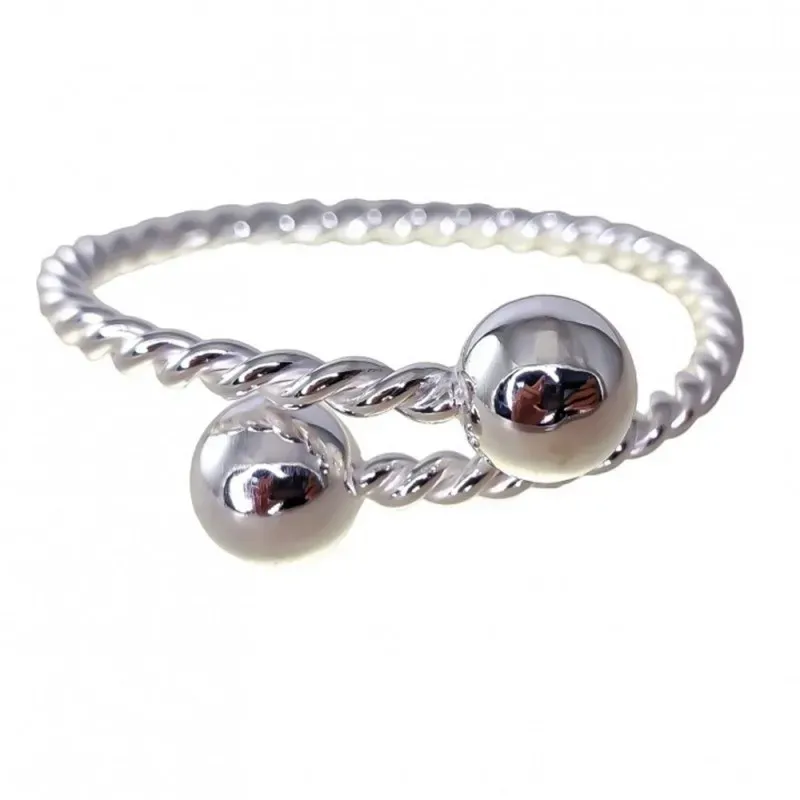 Pulsera Brazalete Plata Ley 925m tonisa 55 mm. bolas lisas 14 mm.
