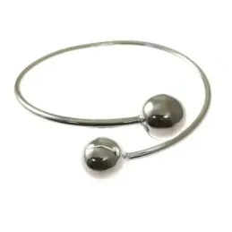 Pulsera Brazalete Plata Ley 925m mujer 60 mm. diámetro liso bolas 12