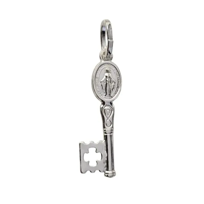 Virgen Milagrosa Colgante Plata Ley 925m forma llave 22 mm.