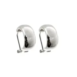 Pendientes plata Ley 925m lisos 15mm. tipo medio aro cierre omega