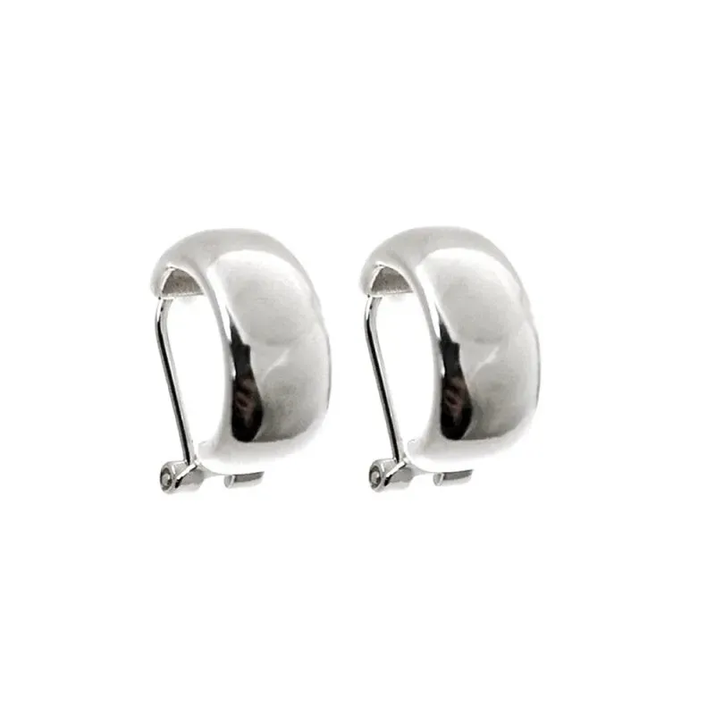 Pendientes plata Ley 925m lisos 15mm. tipo medio aro cierre omega