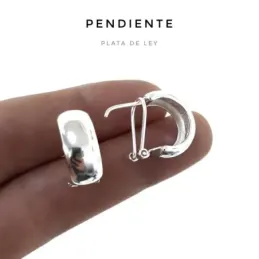 Pendientes plata Ley 925m lisos 15mm. tipo medio aro cierre omega