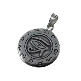 Colgante plata Ley 925m ojo de horus 23mm. amuleto talismán unisex redondo