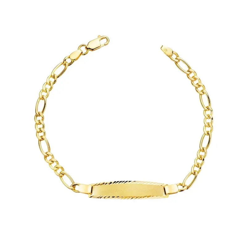 Esclava oro 18k Primera Comunión 18 cm. eslabón 3x1  ancho 4 mm. mosq