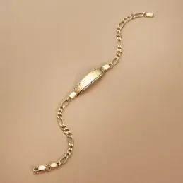 Esclava oro 18k Primera Comunión 18 cm. eslabón 3x1  ancho 4 mm. mosq