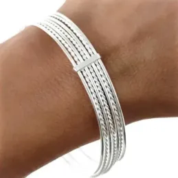 Semanario Pulsera Plata de Ley 925m de 70 mm. diámetro interior con a