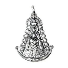 Colgante plata Ley 925m imagen Virgen del Rocío 38mm. silueta detalle