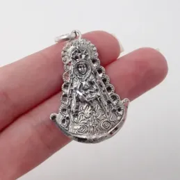 Colgante plata Ley 925m imagen Virgen del Rocío 38mm. silueta detalle