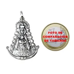 Colgante plata Ley 925m imagen Virgen del Rocío 38mm. silueta detalle