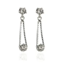 Pendientes plata Ley 925m mujer largos 2.5 cm. cadena combinada circo