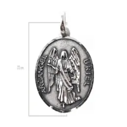 San Uriel Arcángel medalla plata Ley 925 maciza 23 mm. bisel tallado