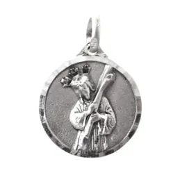 Cristo del Gran Poder Virgen Esperanza de Triana medalla escapulario plata Ley 925m maciza 18 mm.