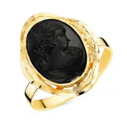 Sortija Camafeo en Oro de 18k negro cabeza ovalada de 19 x 14 mm. y c