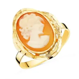Sortija Camafeo en Oro de 18k cabeza ovalada de 19 x 14 mm. y cerco t