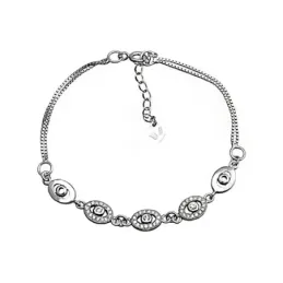 Pulsera plata Ley 925m 5 entrepiezas ovales circonitas [8321]