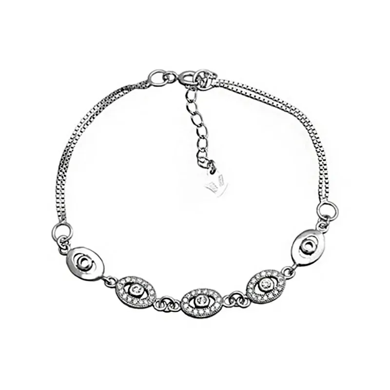 Pulsera plata Ley 925m 5 entrepiezas ovales circonitas [8321]