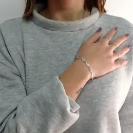 Pulsera plata Ley 925m 5 entrepiezas ovales circonitas [8321]