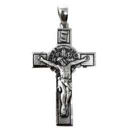 Cruz crucifijo plata ley 925m San Benito 38mm. [AA9820]