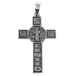 Cruz crucifijo plata ley 925m San Benito 38mm. [AA9820]
