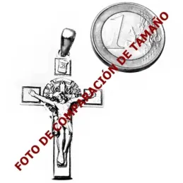 Cruz crucifijo plata ley 925m San Benito 38mm. [AA9820]