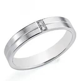 Alianza oro blanco 18k 4mm. 2 brillantes [8078GR]