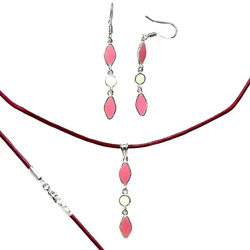 Juego plata Ley colgante cordón 40 cm. pendientes largos [1852]