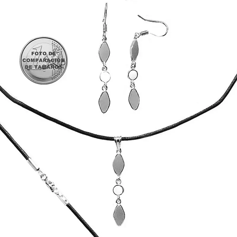 Juego plata Ley colgante cordón 40 cm. pendientes largos [1852]