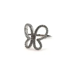 Juego plata Ley 925m rodiado piedras circonitas mariposas [AB0872]