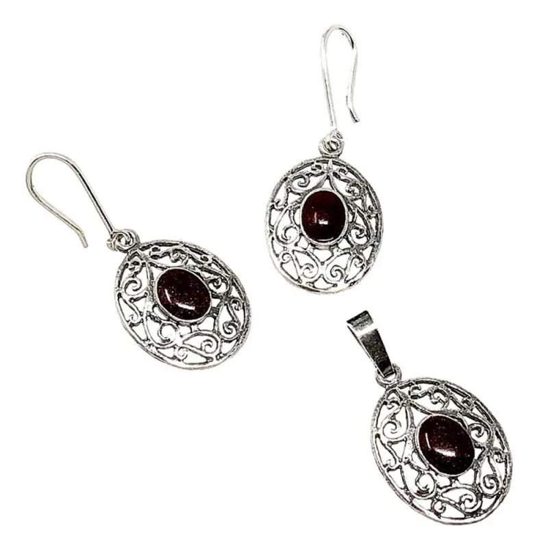 Juego plata Ley 925m pendientes colgante oxidados [AB5008]