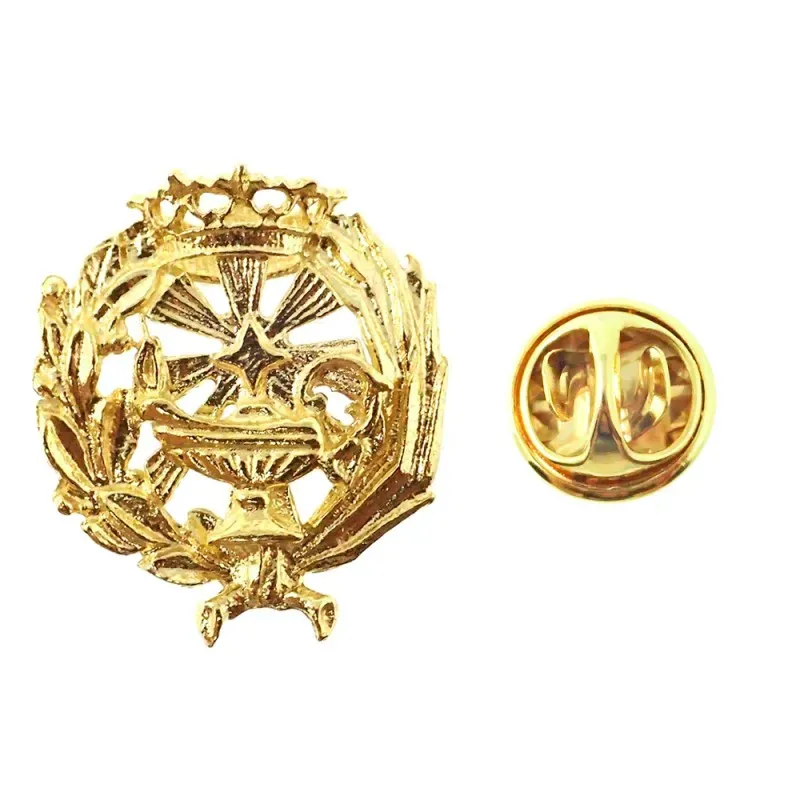 Insignia profesional Ciencia Químicas escudo oro 18k 18 mm. pin cierr