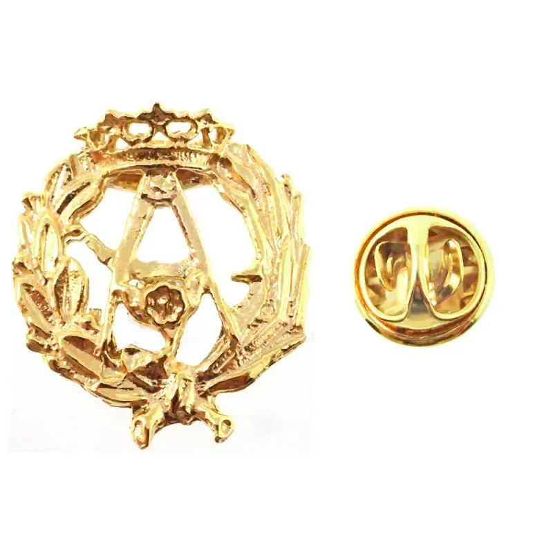 Insignia profesional Arquitectura escudo oro 18k 17 mm. pin cierre tr
