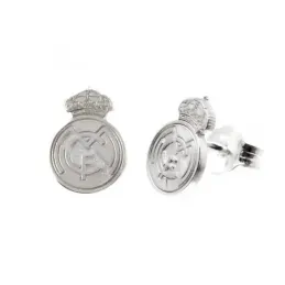 Real Madrid pendientes plata Ley 925m macizos escudo 11 mm. detalles