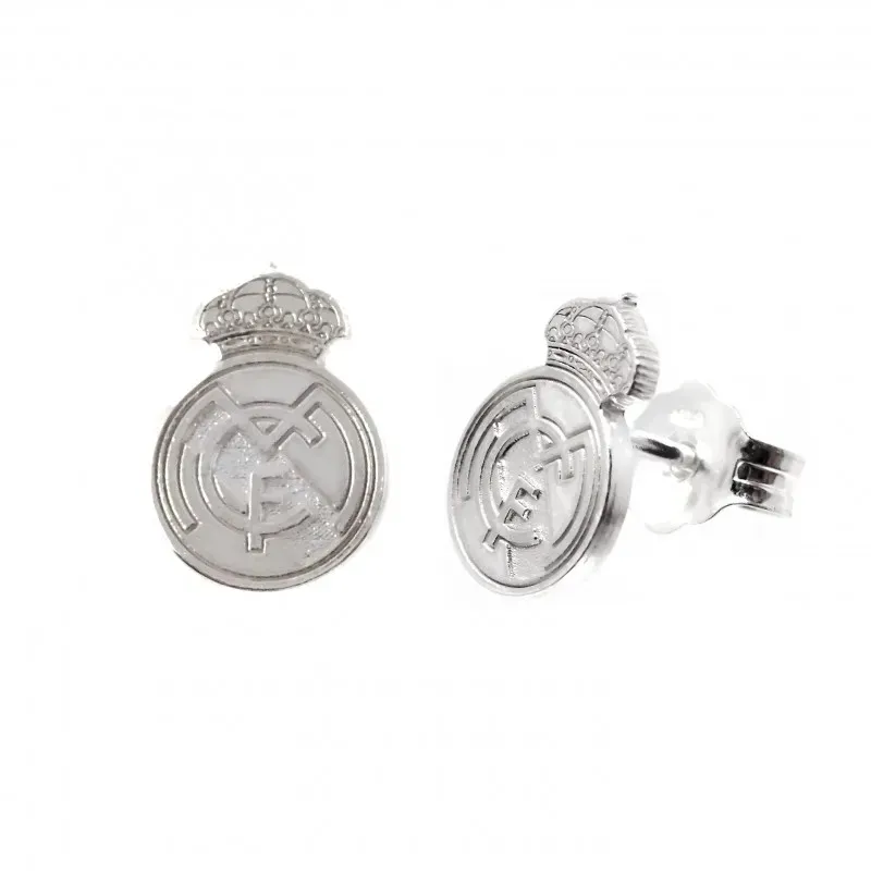 Real Madrid pendientes plata Ley 925m macizos escudo 11 mm. detalles